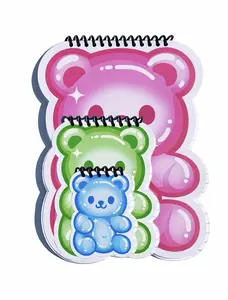 3 Notebooks Bundle, Cute Gummy Bear Shaped Notebook Bundle, 3 Gummy Bear Notebooks,  1 Large Pink, 1 Medium green, 1 Small Blue, Handmade, for Note Taking, Lined Spiral Notebooks, for Kids and Adults
