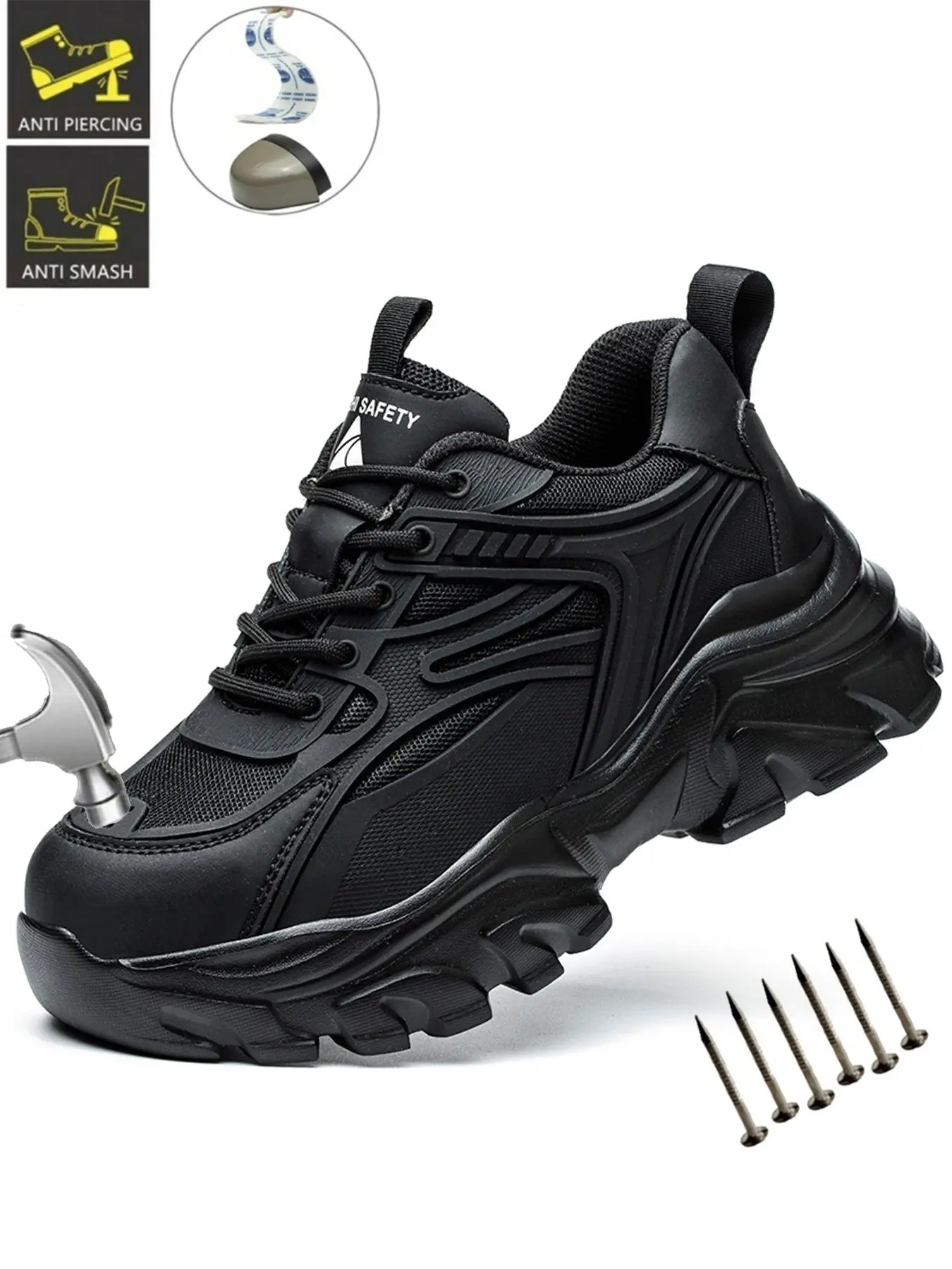 Steel Toe Shoes for Women Comfortable Safety Shoes Fashion Work Lightweight Steel Toe Anti-smash Anti-Punctur Sneakers Breathable Safety Sneakers Industrial Work Footwear Non Slip Shoes Work