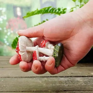 Set of 3 Charming Resin Mushrooms, Unique Decorative Figurines for Tabletop and Garden, Perfect for Potted Plant Landscape Design