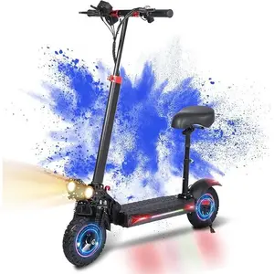 Electric Scooter 34 Miles Range 34 MPH 1200W Motor 11 Inch Pneumatic Tires Double Suspension 330Lbs Load Capacity Adult Commuting High Performance Portable Dual Foldable with Control High Speed LED Headlight Folding Ebike Controller Versatile Handlebars