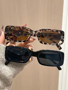 Women's Rectangular Vintage Multicolor, Trendy Casual Sunglasses, Perfect for Daily Wear, Driving, Fishing, Outdoor Leisure Activities, Trendy Vintage Sunglasses