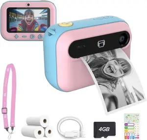Camera Insta 20 - Instant Print Digital Camera for  with 16MP Photos 1080P, 4-12  Girl  Ideas, Thermal Printing No Ink, Support  SD Card (Cotton Candy)