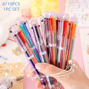 6-10pcs Vibrant 6-Color Ballpoint Pens, Smooth Rollerball Doodle Markers with Bullet Tips, Ideal for Students, Fitness Tracking & Prize Gifts