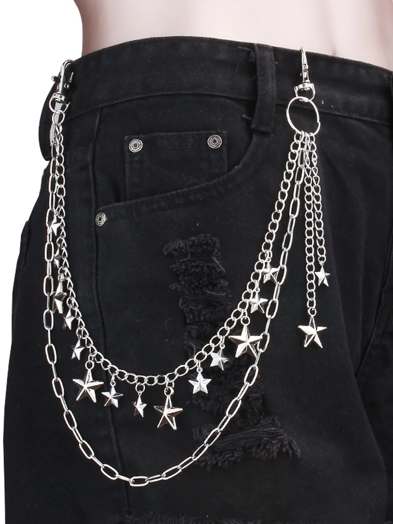 Y2K Star Pants Chain for Men Jean Chains for Women Pocket Chain for Pants  Biker Hip Punk Chains Y2K Fashion Body Jewelry for Women Accessory Silver Lightweight Trendy Fashion for Music Festival Concert Cosplay Bling Chain