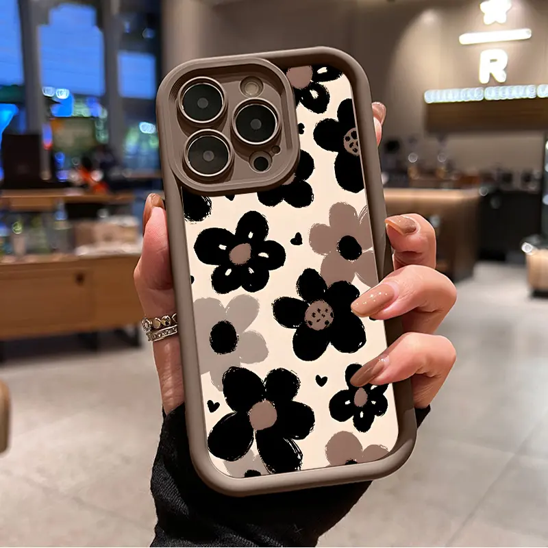 Vintage Floral Print Smartphone Cover - Shockproof Soft Silicone Case with Comfy Grip, Drop Protection for iPhone 17,16 Pro Max,16 Plus,15,14 Pro Max,13,12,11,Air,XR,XS,Plus Mobile Phone Accessories