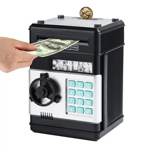 ABS Cartoon Electronic Password Safe Piggy Bank - Coin Auto-Storage, Automatic Bill Rolling, PIN-Code Protection, Solid Pattern, Compact Home Decor for All Ages