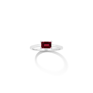 Birthstone Baguette Ring - Garnet