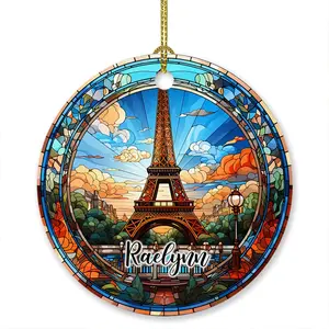 Personalized Paris Eiffel Tower Ornament Christmas 2024, France Paris Xmas Ornament Gift for Boy Girl Friend, Eiffel Tower Buildings Christmas Ornament, Custom Name France Eiffel Tower Lover Ornament, Paris Eiffel Tower Ornament