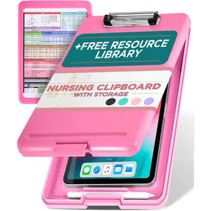 Clipboard with Storage -  Clipboard   for  and  Students  Supplies with Quick Access Reference Guide (Pink)