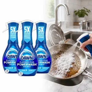 Dawn Platinum Powerwash 16 oz. Fresh Dish Soap, Removes 99% of Grease in Half the Time, 5X Faster Grease Cleaning, Spray and Wipe No Pre-Rinse Needed, Reusable Sprayer, For Dishes Counters Stoves and Laundry Stains, Fresh Scent Refills Available.