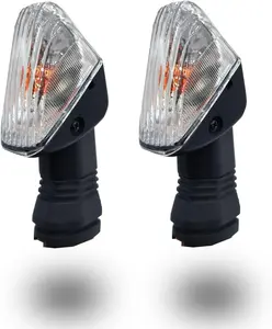 2Pcs Motorcycle Turn Signal Indicator Light Compatible with KAWASAKI ZX6R ZX-6RR KLE500 KLE 650 KLR650 Front/Rear Blinker Lamp (White Shell)