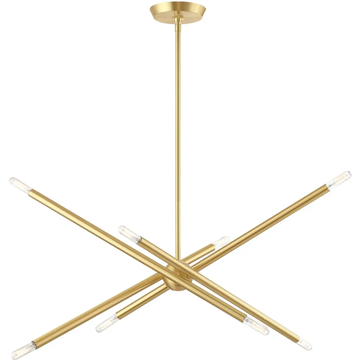 12 inch 8 Light Satin Brass Linear Chandelier with Steel base material