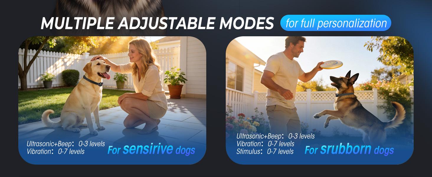 Ultrasonic Bark Collar for Large Medium Small Dogs, Humane Fast & Gentle Anti Bark Collar with Beep & Vibration, Smart Barking Collar with 7 Adjustable Sensitivity Levels,Black