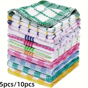 5 or 10pcs Cotton Waffle Weave Dish Towels, Quick Dry Kitchen Cloth 100% Pure Cotton, Strong Water Absorption for Cleaning & Drying