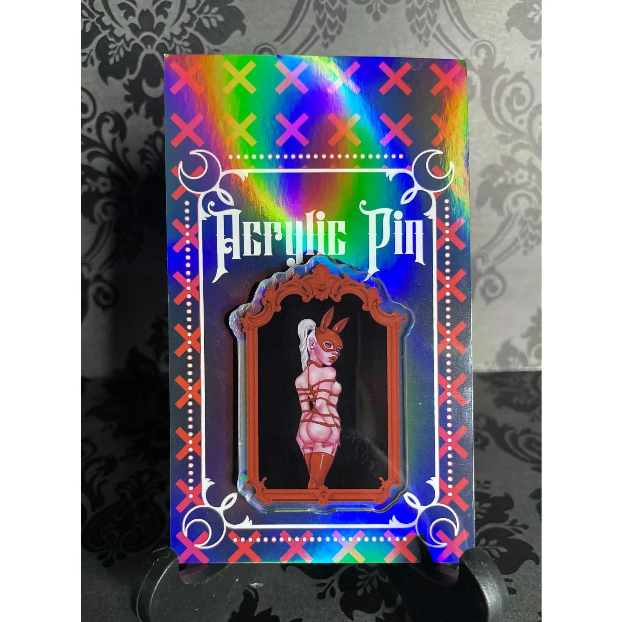 'Rope Bunny' 2.5" acrylic pin
