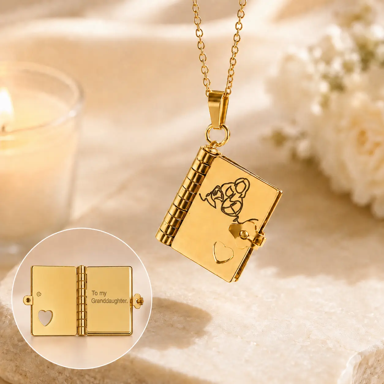 Book-Shaped Charm Necklaces for Women, Exquisite Stainless Steel Openable Locket with Hidden Love Letter - Meaningful Gifts for Anniversary, Exquisite Jewelry Gift, Valentines Day