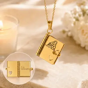 My granddaughter's book-shaped  stainless steel love letter pendant with openable charm couple gift romantic clavicle#fashionweek#fallfresh#test  Inspirational Star  Locket Necklace