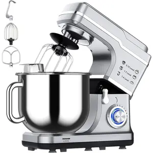 Powerful 660W Stand Mixer, 7QT - 10-Speed Tilt-Head Kitchen Food Mixer - Large Stainless Steel Bowl, Dough Hook, Whisk, Beater, Splash Guard, Anti-Slip Base - Perfect for Bread, Pizza, Cakes