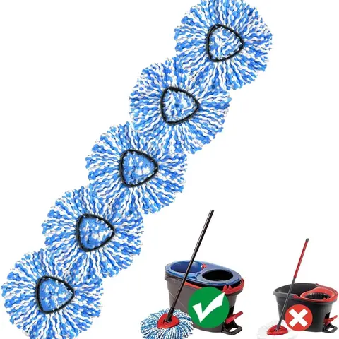[5PCS Pack] O-Cedar RinseClean Microfiber Mop Refills (2 Tank System ONLY), 2.9" Diameter Replacement Heads, Polyester, Water Absorbent, Machine Washable, Durable, Ideal for Hard Floor Cleaning, Cleaning Mops Accessories