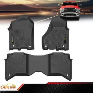 TPE 3D Floor Mats Liners Fit For 2019-2024 Ram 2500 3500, All Weather 3PCS Front & Rear Floor Mats TPE