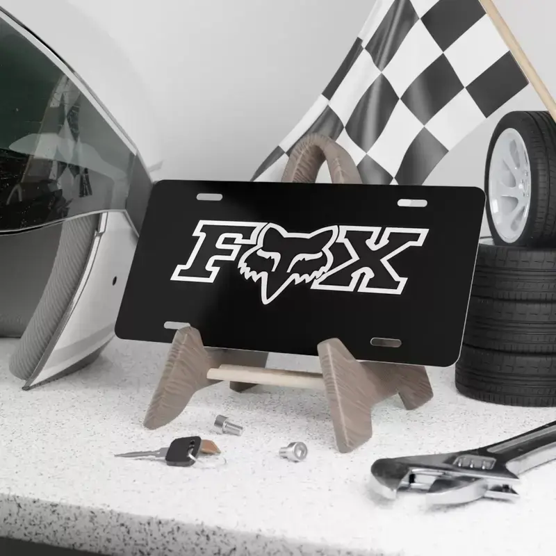 FOX Racing License Plate, Black 12x6 Aluminum Vehicle Plate, Motocross Dirt Bike Truck Tag, Gift For Riders