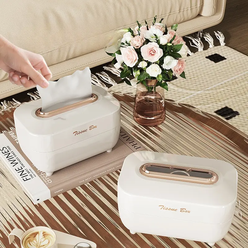 Spring Drawn Paper Box, Household Light Luxury Plastic Tissue Box, Living Room, Office, Bathroom, Face Towel Storage Box