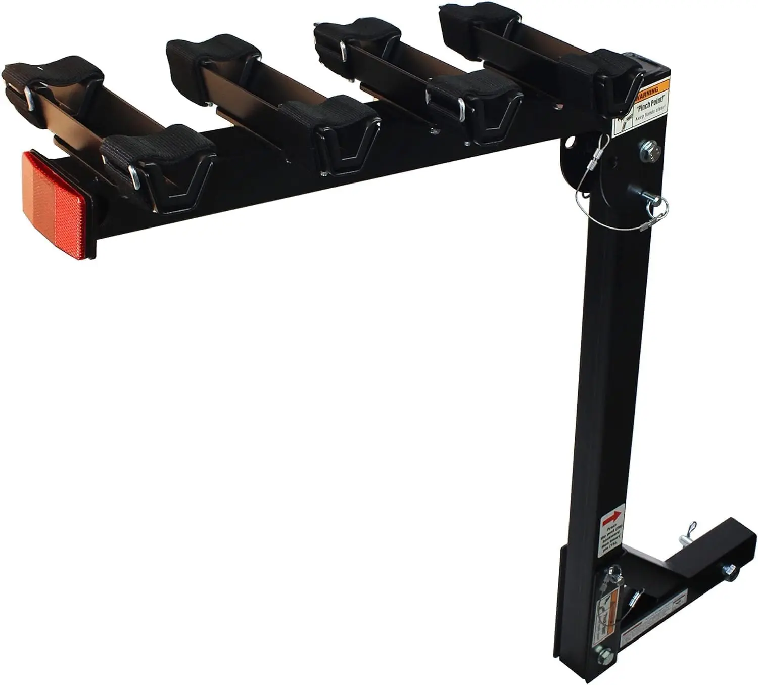 4-Bike Hitch Mount Bicycle Transportation Rack - Black Powder-Coated Steel Swing-Down Bike Carrier, Fits 2-Inch Hitch Receiver for Cars, Trucks, SUVs, Bike Carriers