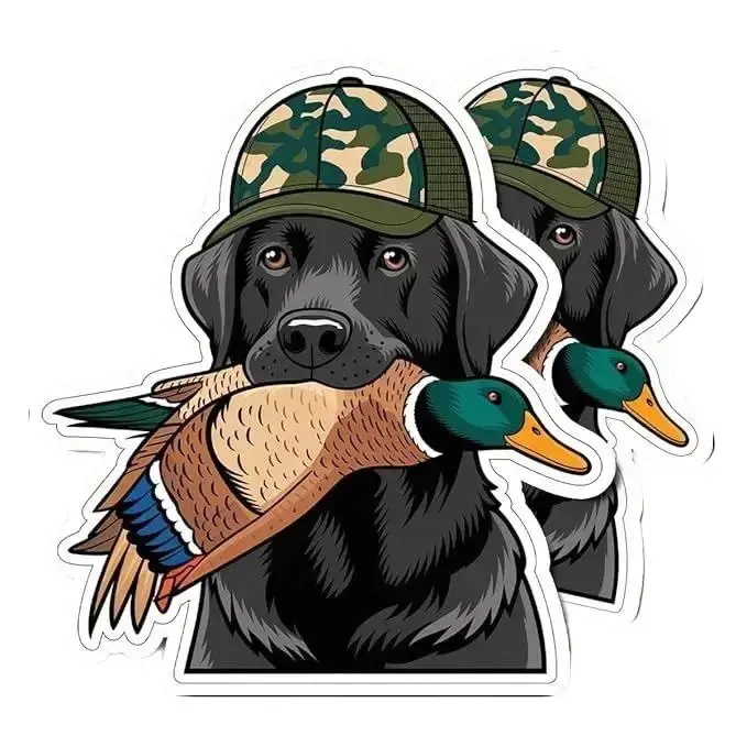 Black Lab Duck Hunting Sticker, Labrador Retriever Waterproof Vinyl Decal for Truck Laptop Bottle Cooler, Hunting Dog Gift for Hunters and Outdoorsmen