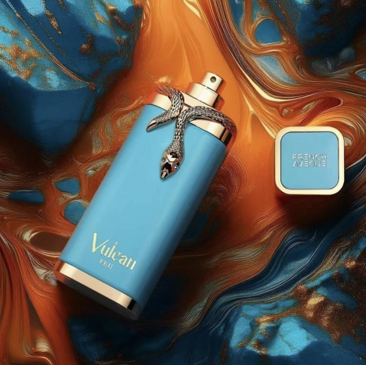Vulcan FEU 3.4oz EDP Perfume with Unique Snake Design Bottle and Turquoise Packaging by Fragrance world long-lasting arabian woman