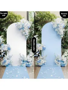 White&Blue-3.3 x 6.6 ft, 1.0 x 2.0 m 6.6ft Wedding Arch Cover Dual-Sided Color Round Top Arch Backdrop Stands With Zipper Elastic Backdrop Cover For Birthday Party Ceremony Banquet Decor Hand Or Machine Wash Banners Cloth