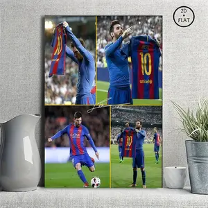 Lionel Messi Barcelona Classic Moments Collage Signed Canvas Poster Football Fans Gifts Suitable For Living Room Bedroom Office Sports Club Birthday Holiday Home Decoration