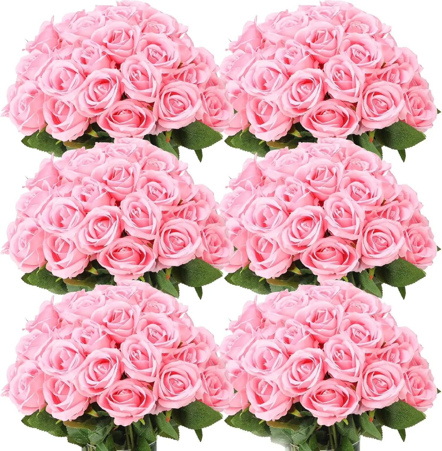 12-24 Pcs Blush Pink Real-Touch Silk Roses Decorative Flower Set - Wedding Decor, Floral Decor Gift for Home & Office - Ideal for Christmas Celebrations