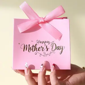 10pcs/1set "Happy Mother's Day" Mini Gift Boxes - Compact And Elegant Candy Boxes - Pink Color Scheme With Gold Foil Printing - Comes With Ribbon Bow Tie - Ideal For Packaging Chocolates, Candies, Small Gifts And Party Favors
