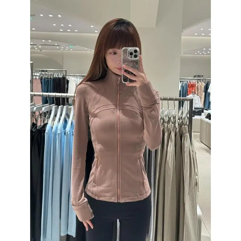 Gold Zipper Thin Jacket Sports Yoga Top Breathable Long Sleeve Fitness Outerwear, Lightweight Gym Wear, Comfortable Athletic Apparel Gold Zipper Thin Jacket Sports Yoga Top Breathable Long Sleeve Fitness Outerwear, Lightweight Gym Wear, Comfortable Athletic Apparel