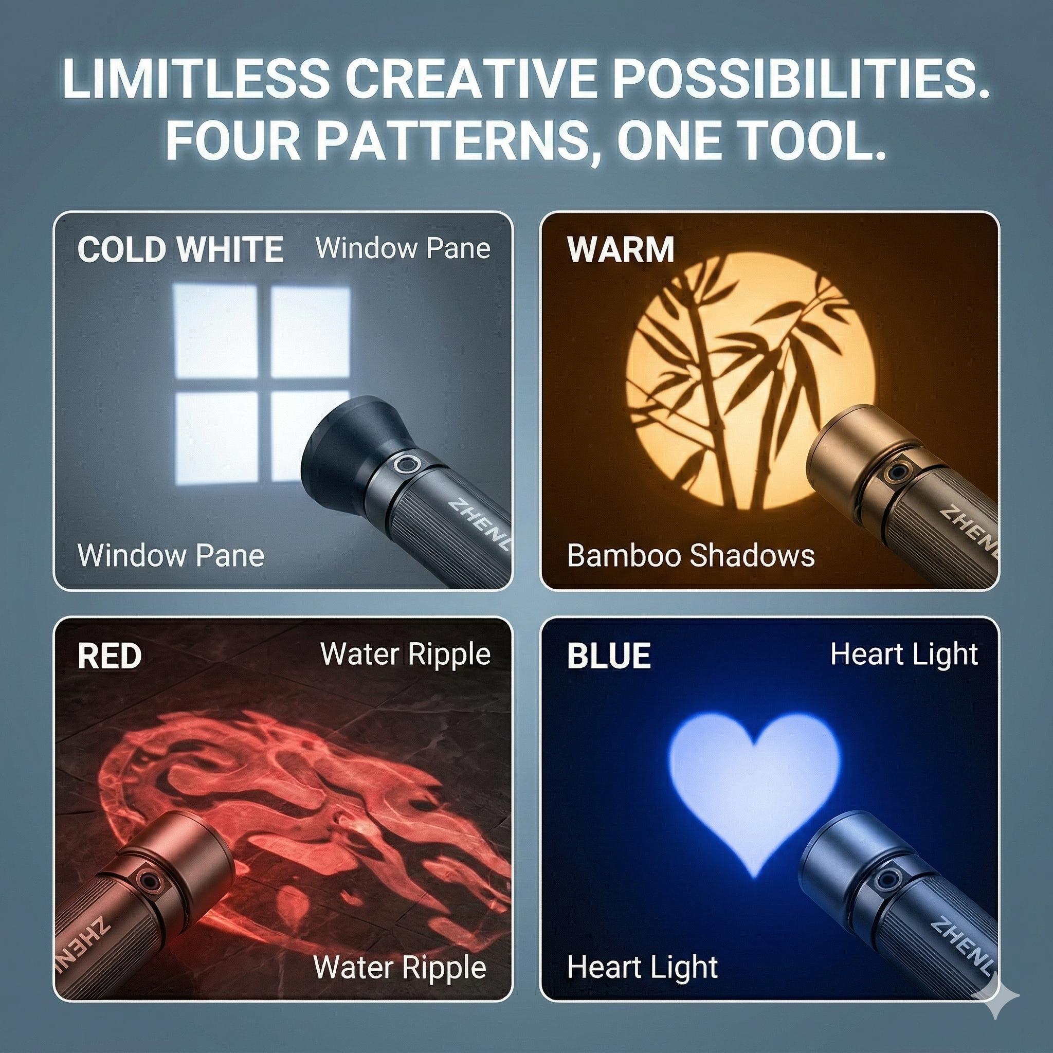 ZHENL Magnetic Projector Light Kit, 7500mAh Reverse Charging Power Bank, Portable LED Video Light with 12 Gobos & Optical Snoot, Professional Shadow Effects for Camera/Phone Photography