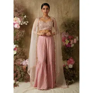 Pop pink printed sharara set