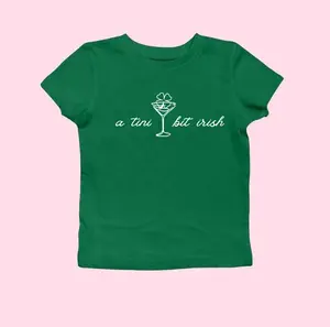 A Tini Bit Irish, St. Patrick's Day Baby Tee, Cute St. Patricks Day, Baby Tee, Y2K, Aesthetic Shirt, Cute 90s St Paddy Outfit, Shamrock Shirt
