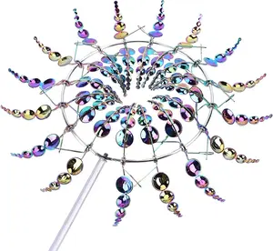 3D Windmill Kinetic Metal Sculpture Wind Spinner Yard Garden Outdoor Decoration