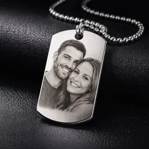 Personalized Dog Cat Photo Engraved Necklace Custom Dog Tag with Unique Design and Engraved Details