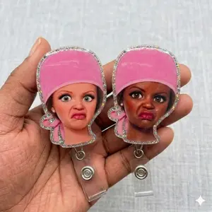 Funny Disgusted Nurse Expression Retractable Badge Reel Sassy Healthcare Work Mood ID Holder For Nursing Students Doctors Medical Staff Accessory