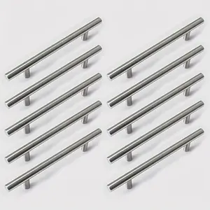 8 Modern Arch Design T-Bar Cabinet Door Handles Stainless Steel Silver Port Pulls, Suitable for Kitchen and Bathroom Furniture, Easy to Install
