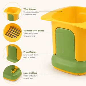 1 Piece Manual Vegetable Dicer, Press Type Food Chopper to Cut Vegetables into Cubes and Strips for Home Kitchen Food Preparation