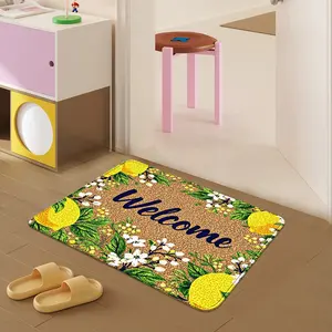 Fresh Lemon Welcome Mat, Non-Slip Dust-Proof Rug for Kitchen Bathroom Bedroom Living Room, Multiple Sizes, Summer Decorative Door Mat, Kitchen Floor Mat, Home Decor Rugs