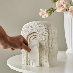 Resin Stacked Arch Design Tissue Box, Modern Luxurious Simple Tissue Holder, Smooth Marble Texture Napkin Stand, Home Office Decor (tissues Not Included)