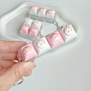 Cute Cat Clicky Keyboard Keychain, Mini Switch Tester Fidget Toy, Stress Relief Button Bag Charm, Fun Gift for Women Men