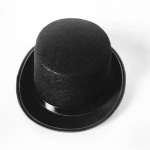 Vintage Black Magician Top Hat - Soft Jazz Hat with Wide Brim for Adults & Youngsters, Breathable Polyester Material, Perfect for Birthday Parties, Holiday Celebrations & Formal Events
