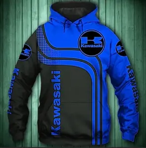 Kawasaki Hoodie 3D "Teem Racing" All Over Printed For Gift Hot Trend Blue