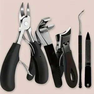 Professional Nail Clipper Set, 5pcs/set Stainless Steel Manicure Kit, Nail Clippers & Nail File & Nail Pliers, Nail Nippers Nail Care Manicure & Pedicure Tool for Home & Salon Use, Foot File Tool, Nail Supplies, Nail Art Tools