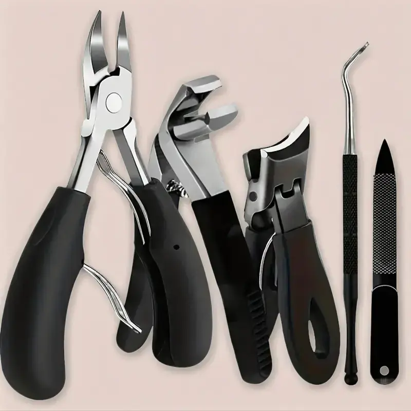 Professional Nail Clipper Set, 5pcs/set Stainless Steel Manicure Kit, Nail Clippers & Nail File & Nail Pliers, Nail Nippers Nail Care Manicure & Pedicure Tool for Home & Salon Use, Foot File Tool, Nail Supplies, Nail Art Tools