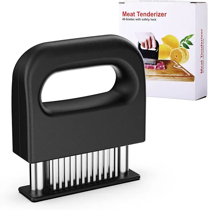 48 Ultra Sharp Stainless Steel Needle Blade Durable Meat Tenderiser, Compact Detachable Ergonomic Design Kitchen Utensil, Fast Tenderizing, Enhance Flavor, Boost Marinade Absorption, Ideal for Home Cooks, Steak, BBQ